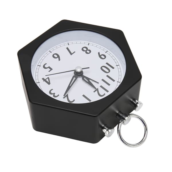 Polygon Alarm Clock Metal Shell Stable Silent Compact Alarm Clock for Student Black