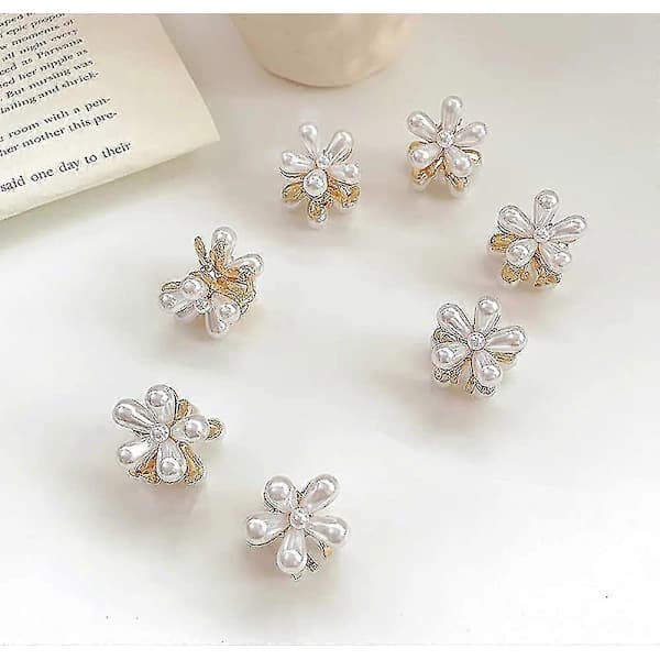 10 stk Små Perlehårspænder Mini Perlespænder Med Blomsterdesign, Søde Kunstige Pandehårspænder Dekorative Håraccessories Til Kvinder Piger