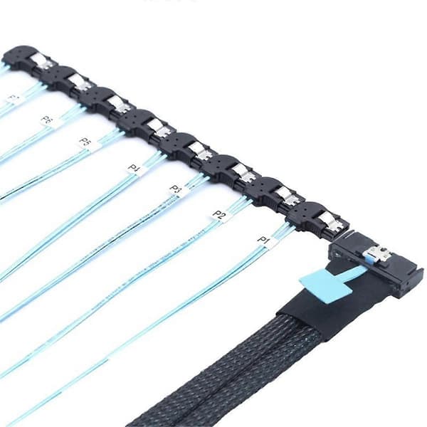 Slimline 5.0 - 8X SATA 7P 90 asteen naarasadapterikaapeli 0.8M