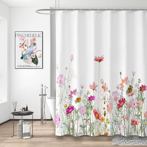 Waterproof Eucalyptus Pattern Shower Curtain, Polyester Fabric Shower Curtain Set, Machine Washable Decorative Bathroom Curtain