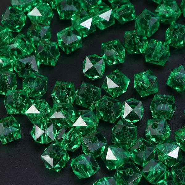 Acrylic String Beads Green Square Beads for Jewelry Making 950 pcs