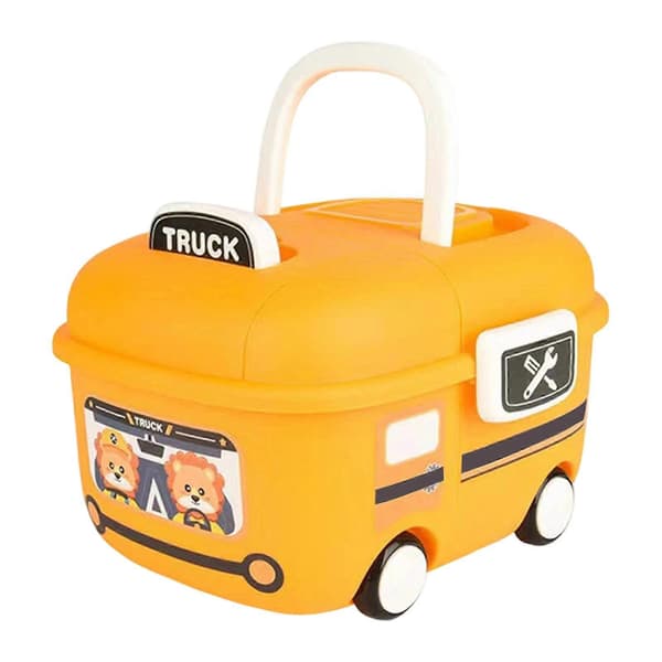 Multifunctional Kids Organizer Box with Rounded Edges and Rolling Design for Playroom Storage Solution, Yellow Small Yellow small