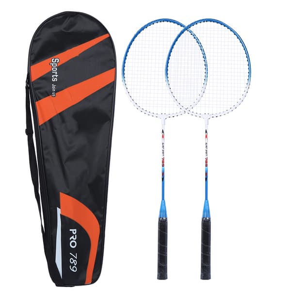 2 st järnlegering Battledore Badmintonracket Primär Träningsutrustning med mjukt handtag blå