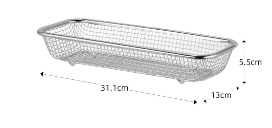 1 stk. rustfrit stål 304 skabslågsopbevaringsstativ, mason jar lågopbevaringsstativ, rektangulær kurv trådnet Wire mesh