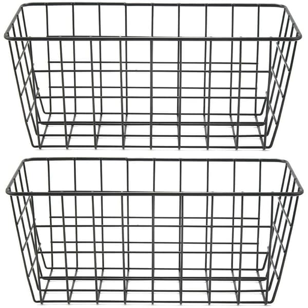 Self-adhesive Storage Baskets for Heavy Items with Storage for Bathroom Shelves, Kitchen, Dining Room, Drill-free Wall Mounted, 2-pack, Black