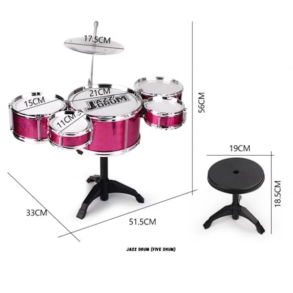 Toddler Drum Set, Durable Drums, Detachable Drum Instrument, Red, Extra Large Drum Set