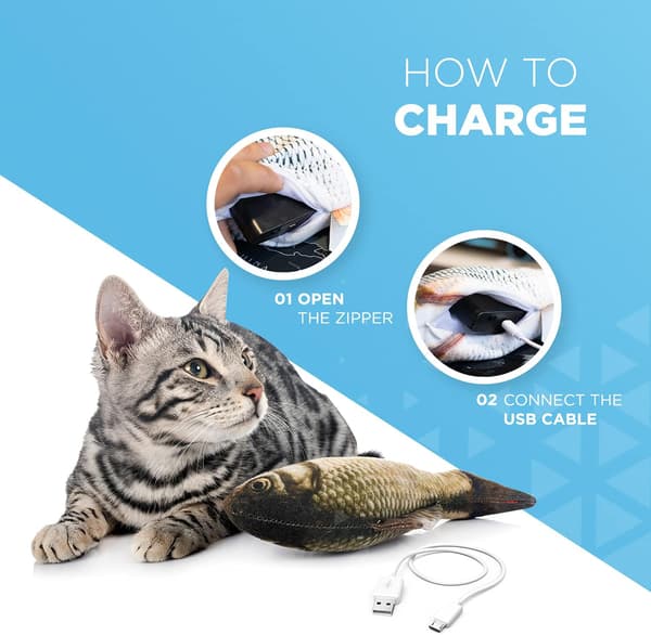 Floppy fish cat toy | USB rechargeable stimulation cat toy