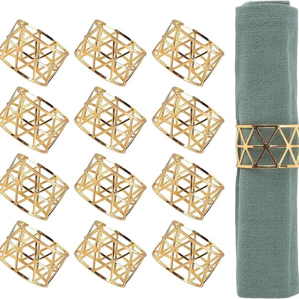 12 Pieces - Gold Napkin Rings, Table Decoration