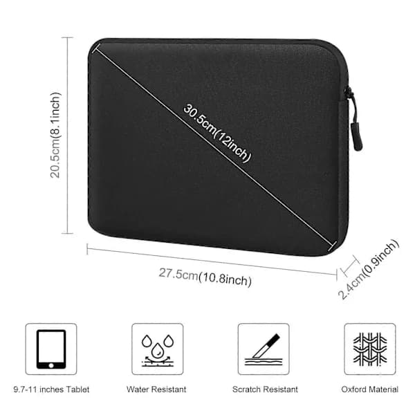 HAWEEL 11-tommer Tablet Etui Taske med Lynlås Mappe til 9.7-11.0-tommer Tablets