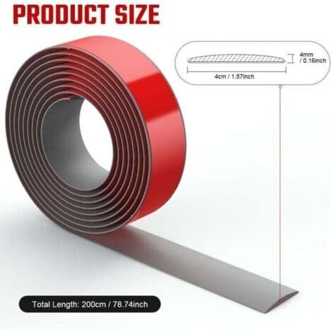 Self-adhesive Threshold Strip 2M x 4CM – Durable Grey PVC – Easy Screw-less Installation – For Transitions Between Wooden Floors