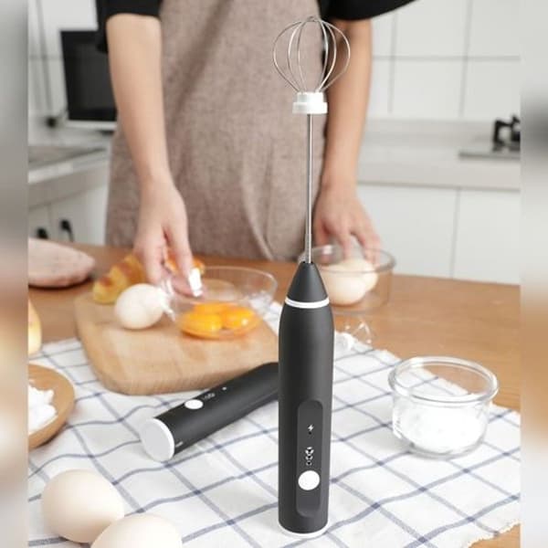 Elektrisk håndpisker til køkken, mælke- og kaffeblander, rustfrit stål, minirører (Sc