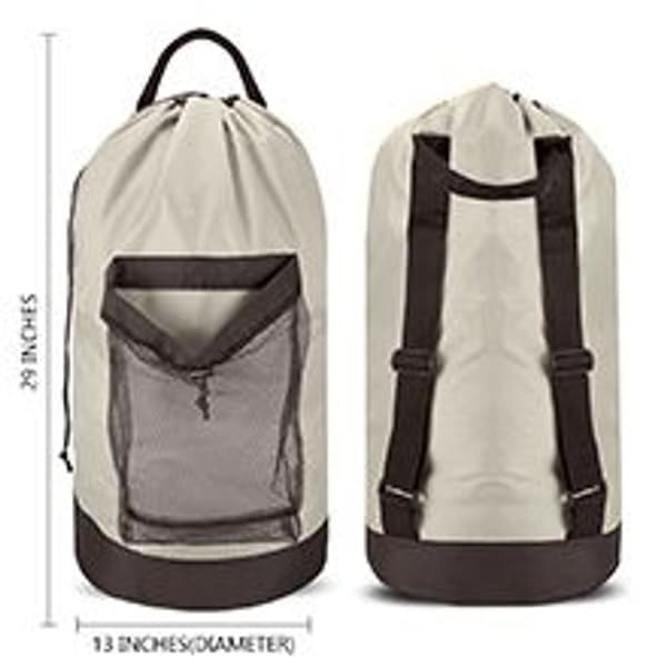 Laundry backpack with shoulder straps and mesh pocket, made of nylon KLB