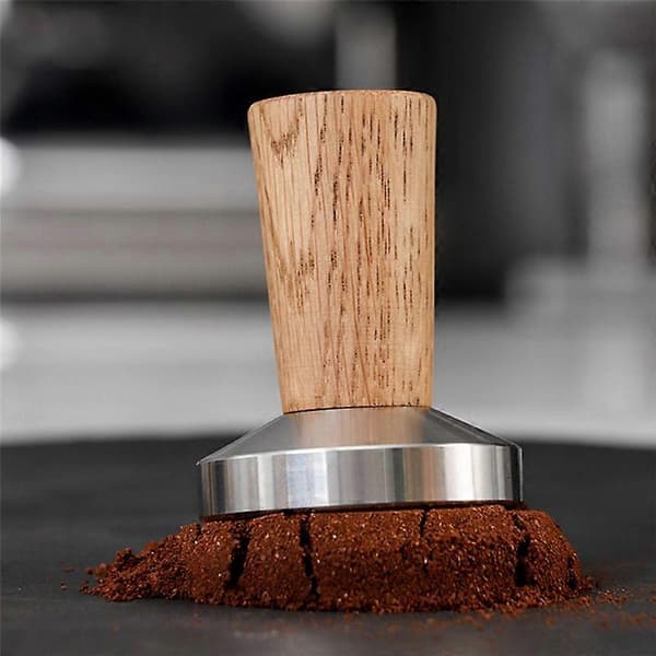 Kahviprässi Espresso Tamper: Kahviprässi aidolla puukahvalla, 51 mm