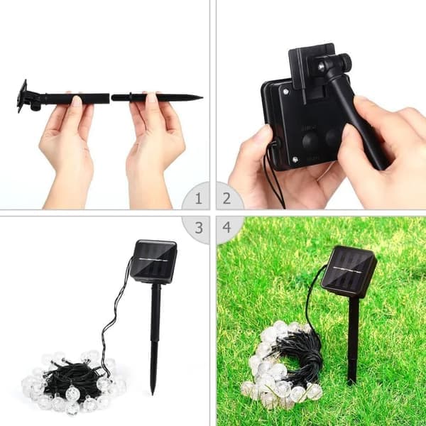 Solar-powered outdoor string lights, IP65 Waterproof for patio and party, dimmable with remote control