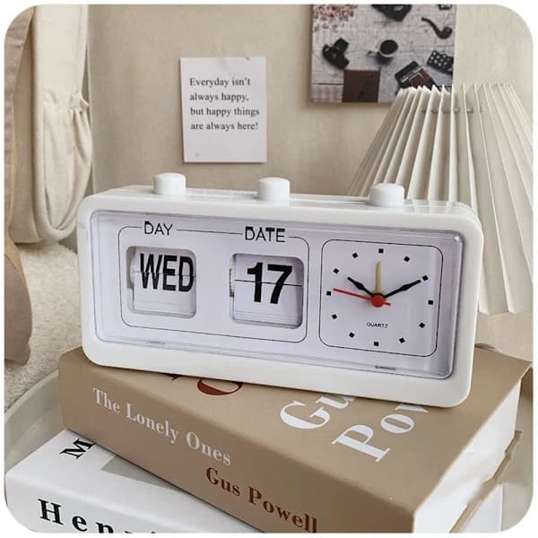 Date Time Display Clock Calendar Clock White[XJ]