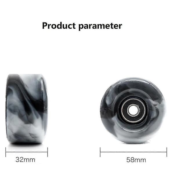 4 stk. rulleskøjtehjul med lejer til dobbelt rulleskøjteløb og skateboard 32mm x 58mm 82a, sort