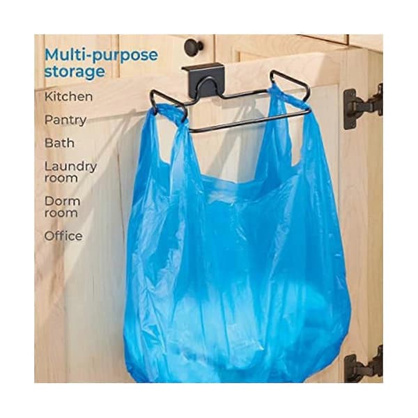 Stainless Steel Hanging Trash Can Holder for Cabinet Door, Kitchen Storage Bracket
