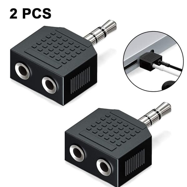 3,5 mm hovedtelefon splitter Y (2-pak) | 1 han til 2 hunner
