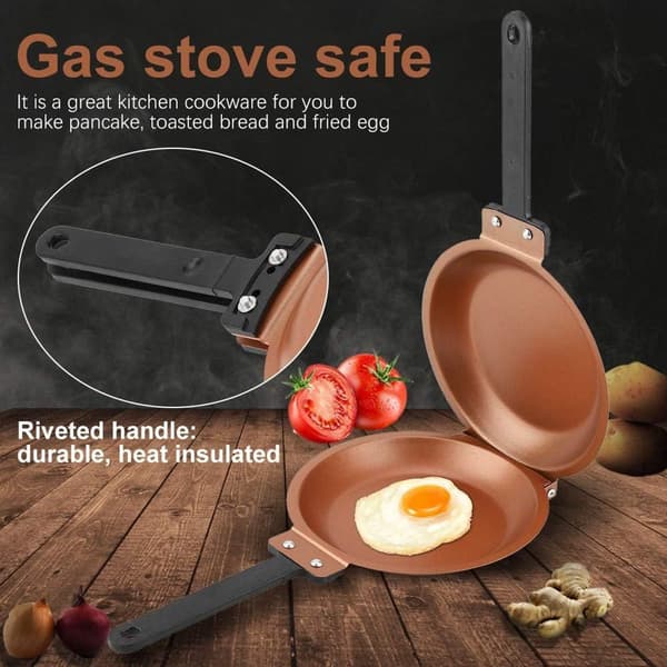 Dubbelsidig Non-Stick Fällbar Stekpanna för Stekta Ägg