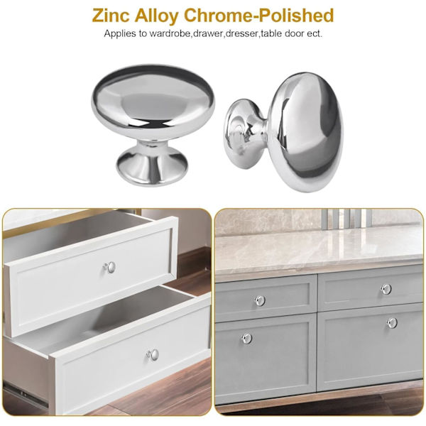 4X Polished Chrome Cabinet Hardware Round Mushroom Door Knobs