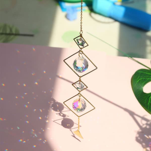 Crystal Hanging Suncatcher with Chain for Home Window