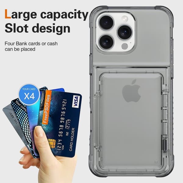Kompatibel med iPhone, iPhone 16 Pro Max Cover Stativ med Kortlomme Tonet Sort 64 64