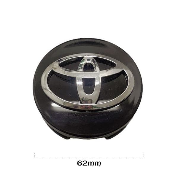 4 stk. til Toyota navkapsler - sort og sølv etiket (62mm)
