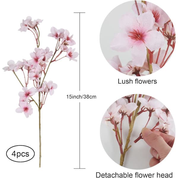 Set of 4 Artificial Cherry Blossom Decorations, ZQKLA