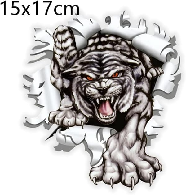 (15x17cm) Bilsticker, iSpchen Huv Dekal Tigerhuvud Mural