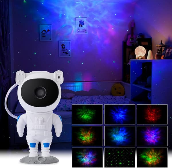 Astronaut Light Projector - Galaxy Projector & Bonus Fidget Infinity Cube - Night Light for Kids with Nebula & Star Projector - Cool Birthday Gift
