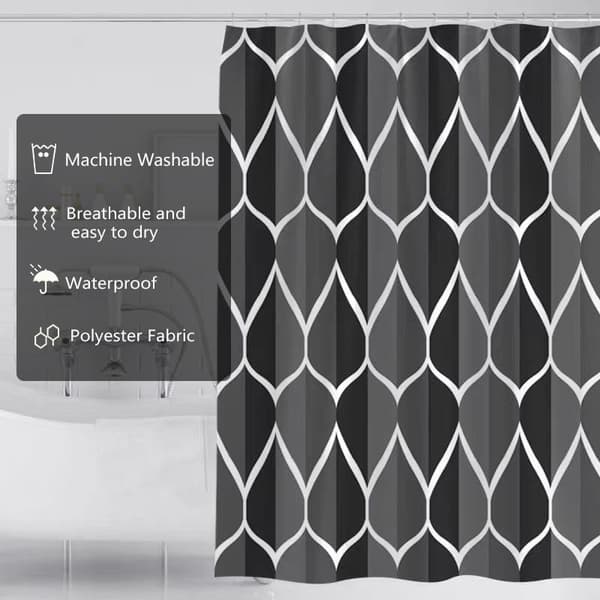 180x180 cm tykt polyester bruseforhæng Sort