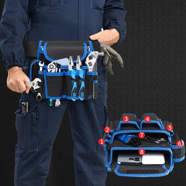 Professional Tool Bag, Adjustable Tool Holder Belt Pouch, Tool Pouch, Electrician Tool Belt, Tool Belt for Carpenters (Red)