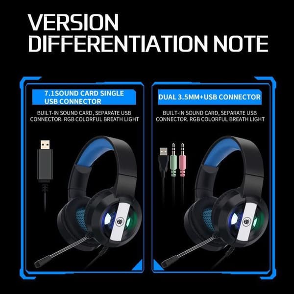 Gaming headset med 7.1 surroundlyd stereo, enkel plug-in-version