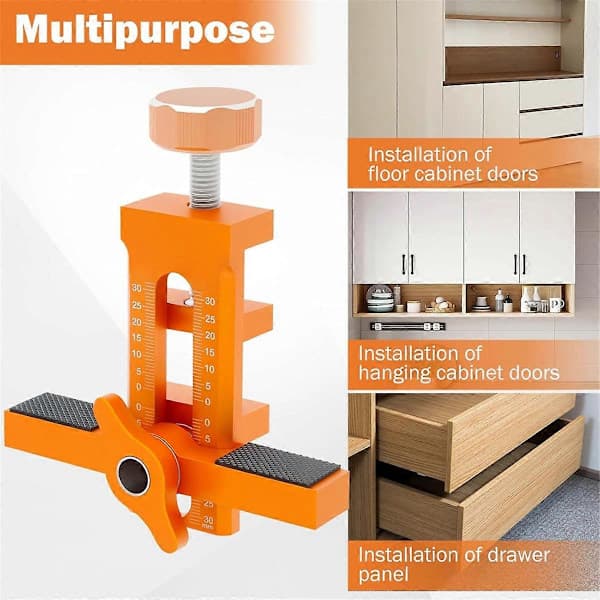 Cabinet Door Installation Positioner, Adjustable Mounting Aid for Frameless Cabinets, Positioning T Orange