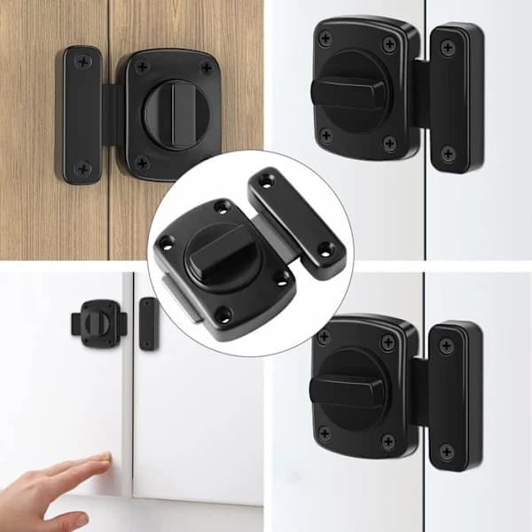 Bathroom Door Lock Swivel Cabinet Window Latch Security Latch Lock Black 55mm