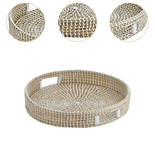 Seagrass Tray, Woven Seagrass Basket for Coffee Table, Fruit, Breakfast