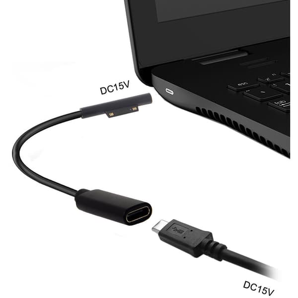 Type-C USB-C DC 15V hunn til Surface Pro3 Pro4 Pro5 Pro6 Book Pro ladekabel svart