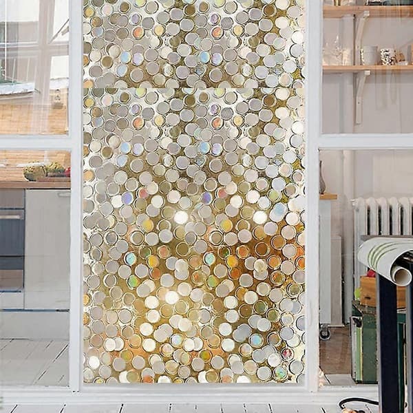 Statiska självhäftande glasdekaler prickar glänsande reflekterande fönsterdekor