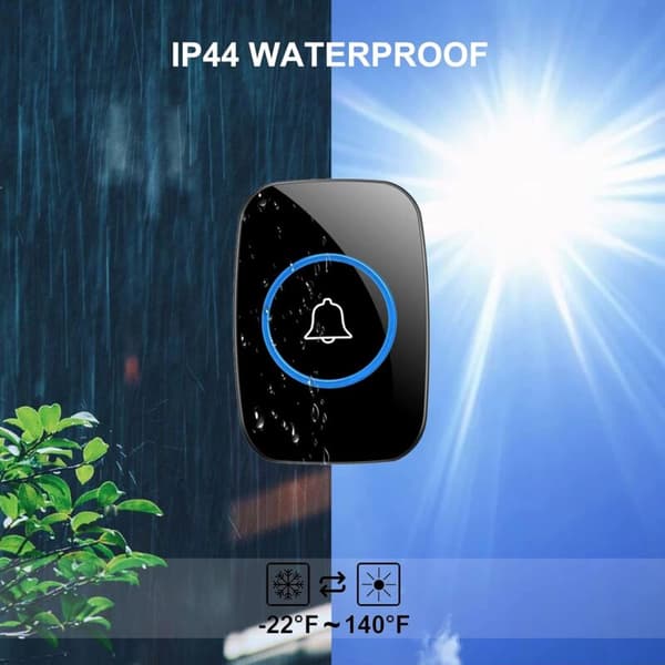 Wireless Doorbell, Waterproof Doorbell Kit, 1000+ ft Range & 60 Ringtones, 5-Level Volume & LED Flash, for Home Office Classroom