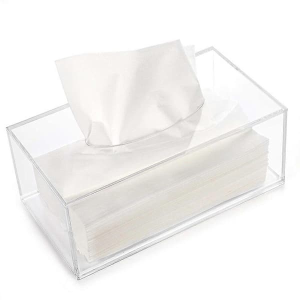 Klar Akryl Tissue Box Holder Enkel Rektangulær Papirservietbeholder Organizer til Bil Hjem Sidebord
