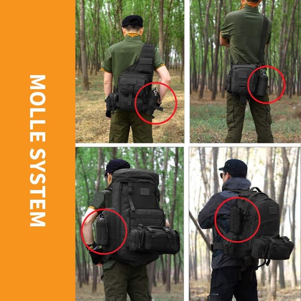 Tactical Soft Water Bottle Bag, Military Hiking Backpack Pockets