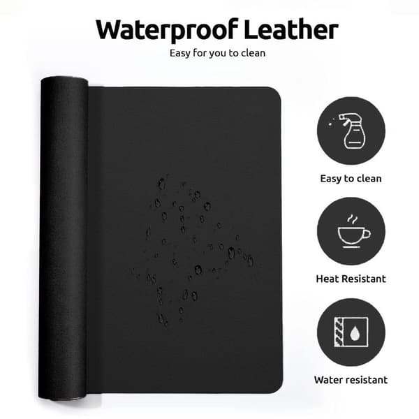 Leather Desk Pad Desk Mat Waterproof Mat Black