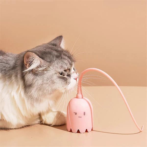 Interactive Cat Toy USB Cat Pet Silicone Automatically Rotates Mouse Tail. Kitten Teaser Green