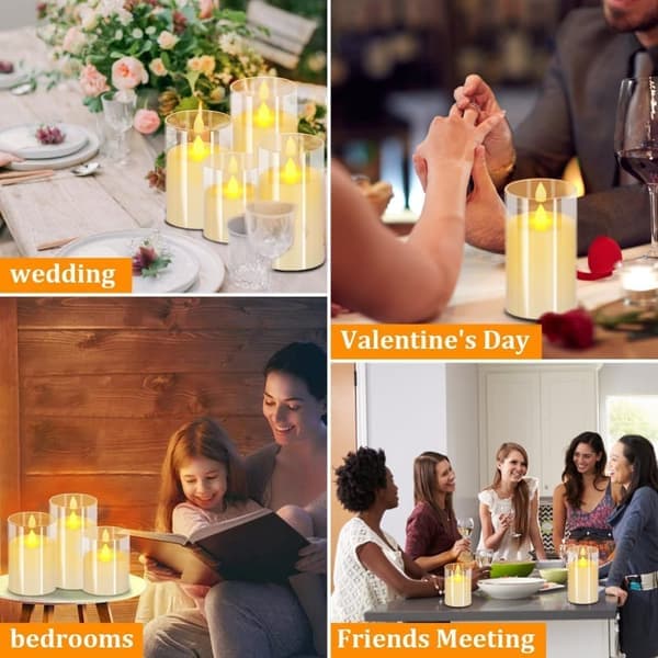 LED Candles - Electronic Candles - Flickering Flame with Cup - Remote Control Included - Set of 3