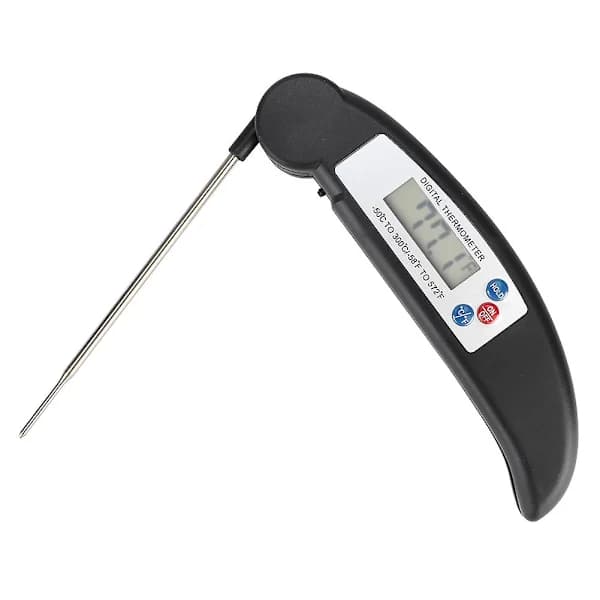 Digital BBQ Grilltermometer med LCD-display Vikbar sond för matlagning Köksmat Temperaturavläsning Svart