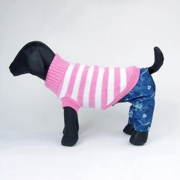Populær mode kæledyr vinter varm sweater interval farve kæledyr tøj kæledyr sweater - pink Xxl