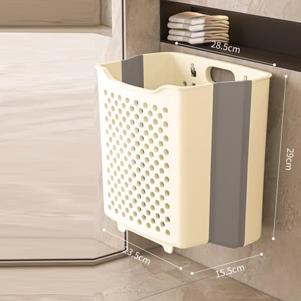 Large Foldable Wall-Mounted Plastic Laundry Basket for Efficient Sorting and Organizing (Glass)