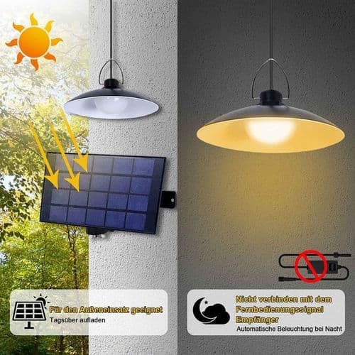 Udendørs solcellelampe, vandtæt havesolcellelampe med 2 lamper og