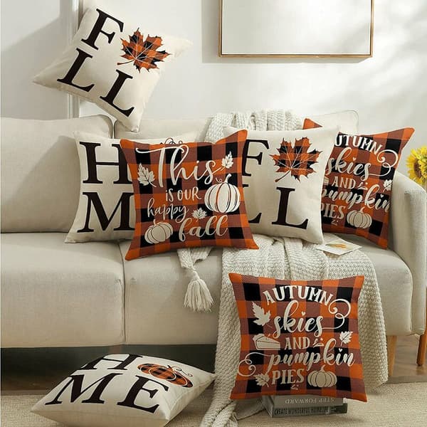 Høstpute 18X18 Høstdekorasjoner Gårdshuspute Høstdekor for Sofa Sofa