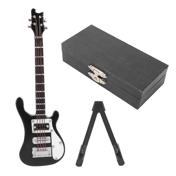Miniature Træ Simulation Elguitar Model Musikinstrument Ornament Gaver Sort